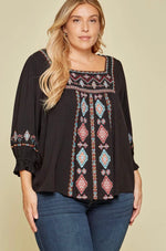 Plus Embroidery Top