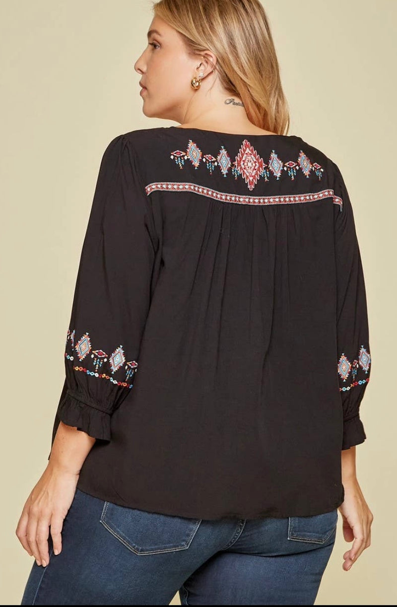 Plus Embroidery Top