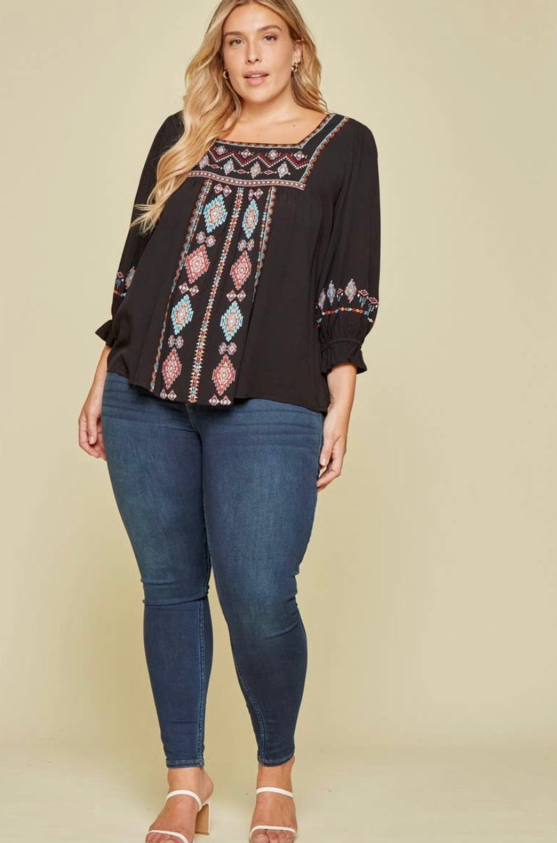 Plus Embroidery Top
