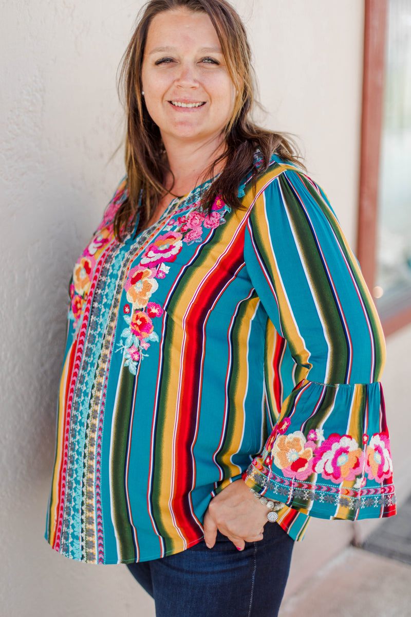 Striped Bell Sleeve Top